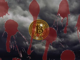 Bitcoin dark clouds red drops