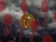Bitcoin dark clouds red drops