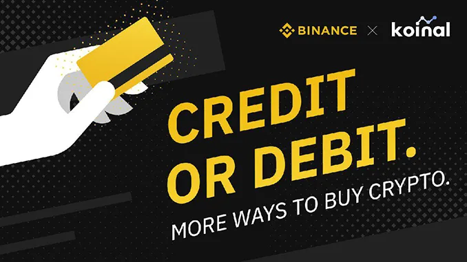 Binance credit debit