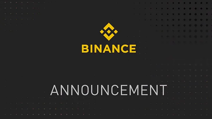 Binance Announcement