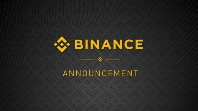 Binance Announcement