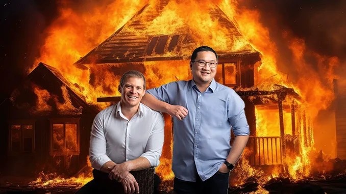Cake house on fire