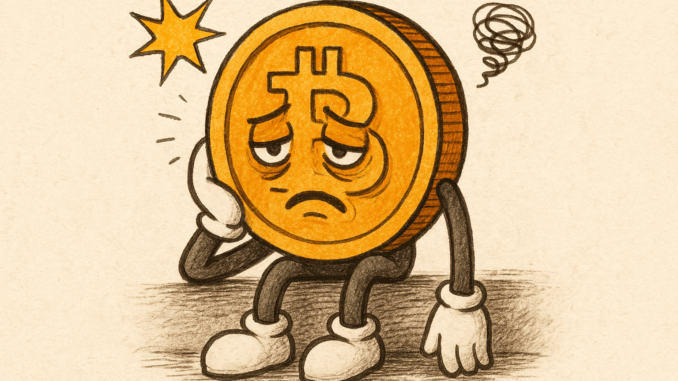 Ermüdete Bitcoin-Figur