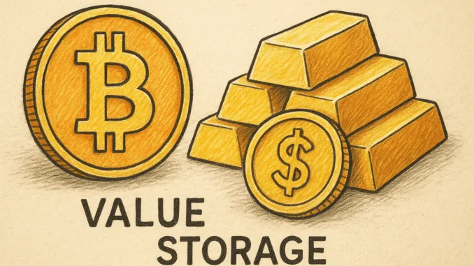 Wertaufbewahrung- Bitcoin-Gold